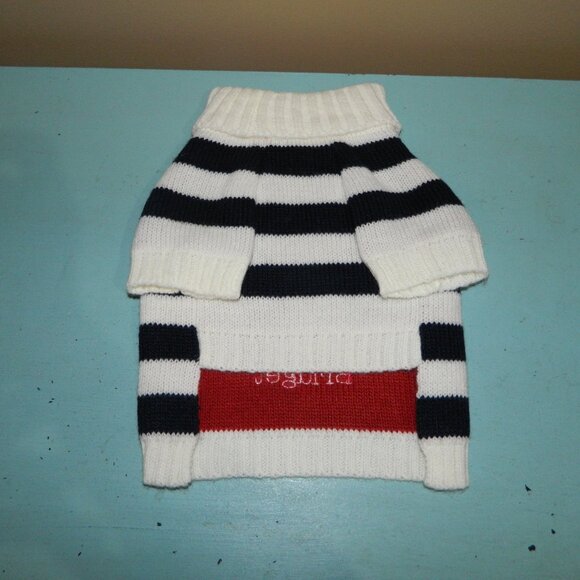 Mark & Graham Knit Dog Sweater Hearts & stripe "Bridget" Sz S (EE-46) - Picture 2 of 4